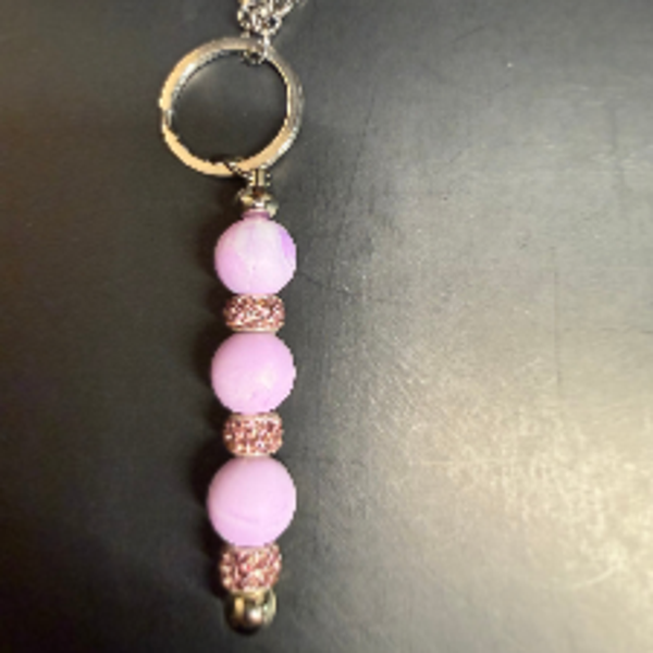 Purple Beaded Keychain