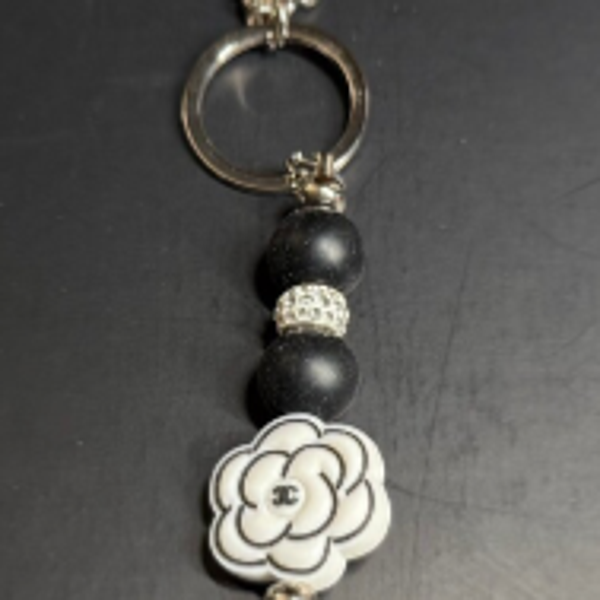 CC White Beaded Keychain