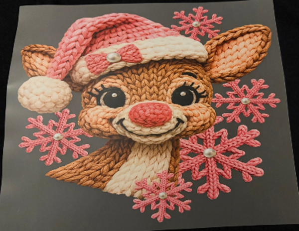 ADULT APPAREL - REINDEER AND PINK SNOWFLAKES