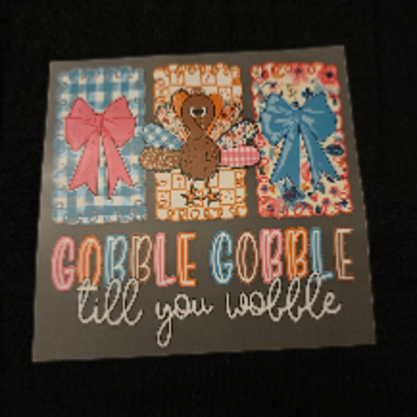 Kids Apparel - Goggle Gobble Till You Wobble with Pink/Blue Bow