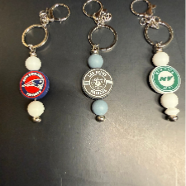 Football Team Beaded Keychain