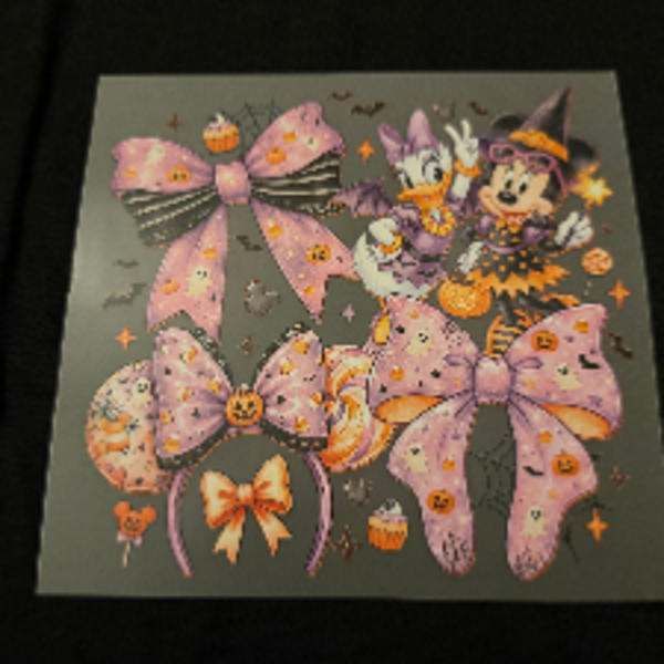 Kids Apparel - Minnie and Daisy Duck Bow Halloween Transfer