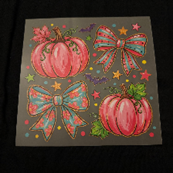 Kids Apparel - Pink Bow and Pink Pumpkin Transfer