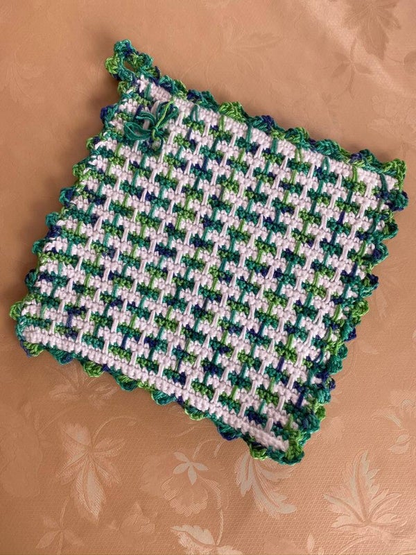 Topflappen gehäkelt.