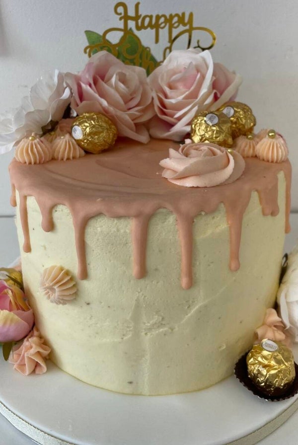 Pink drip cake