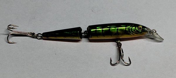 articulated sinking hard plastic bait green black yellow