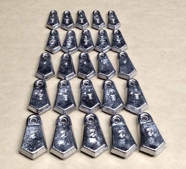 boat flat bank sinker pack of 25 5 different sizes from 1/2oz up to 2/0oz