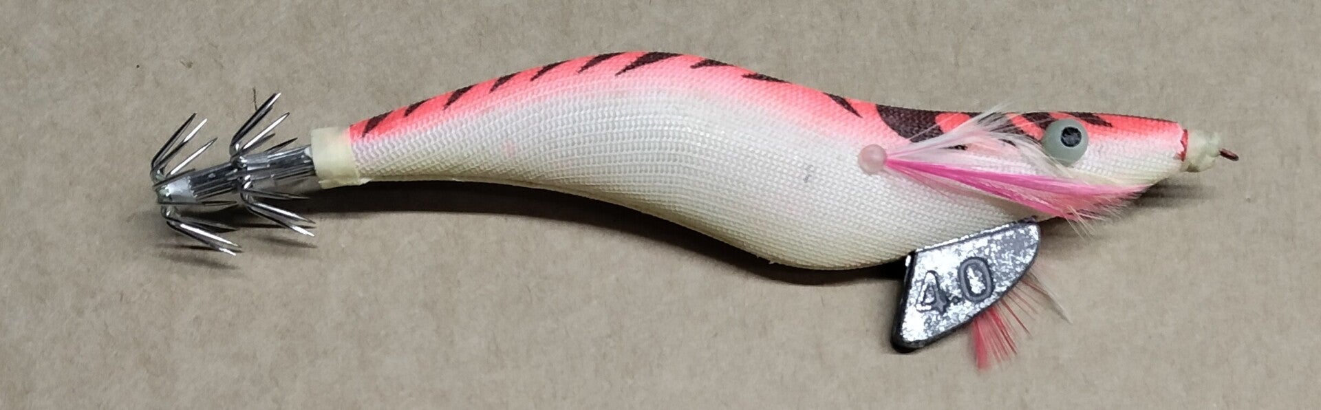 boat squid jig pink white 28gms 150 long