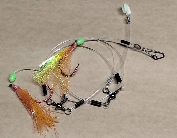 flasher rig 2 hook yellow orange
