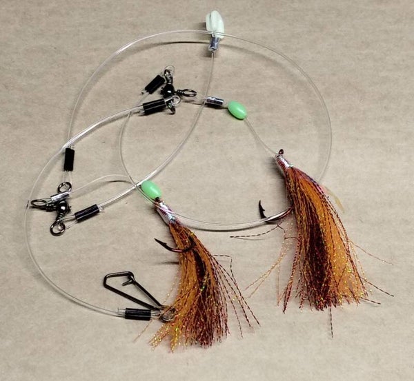 flasher rig 3.0 hook red orange with sinker clip