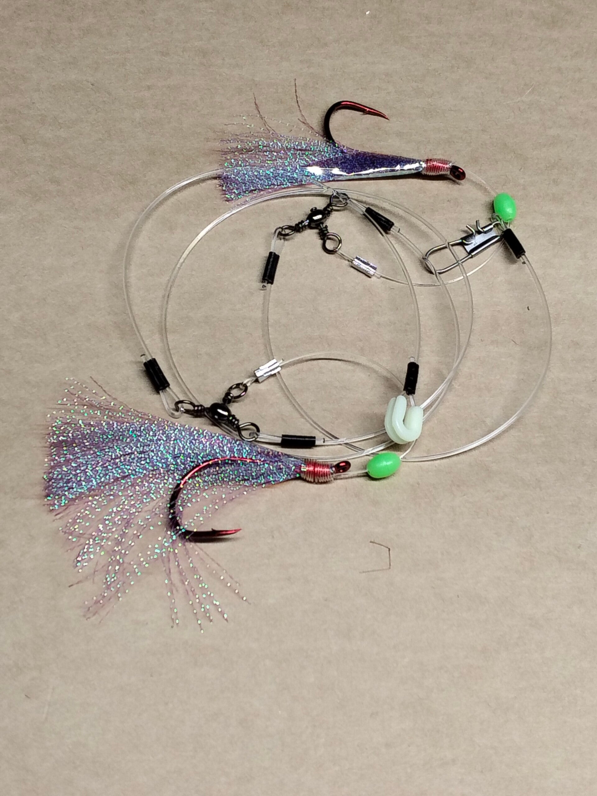 flasher rig hook size 6.0 purple blue