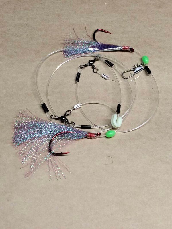 flasher rig hook size 6.0 purple blue