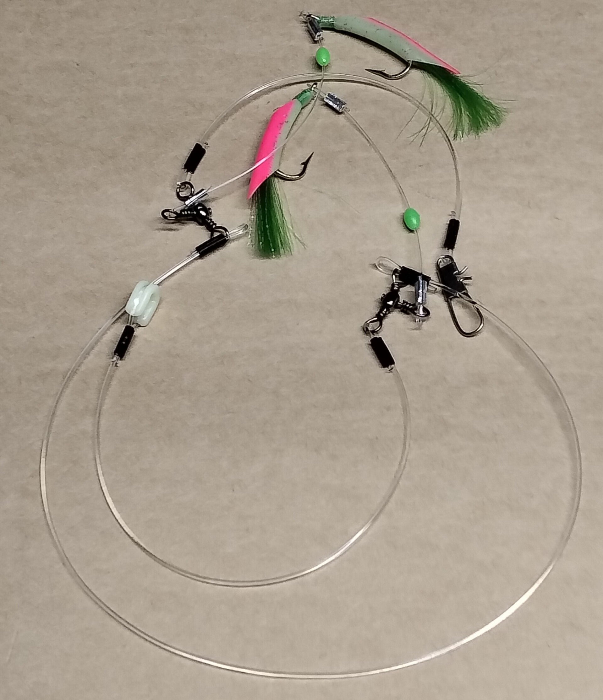 flasher rig2 hook green with sinker clip