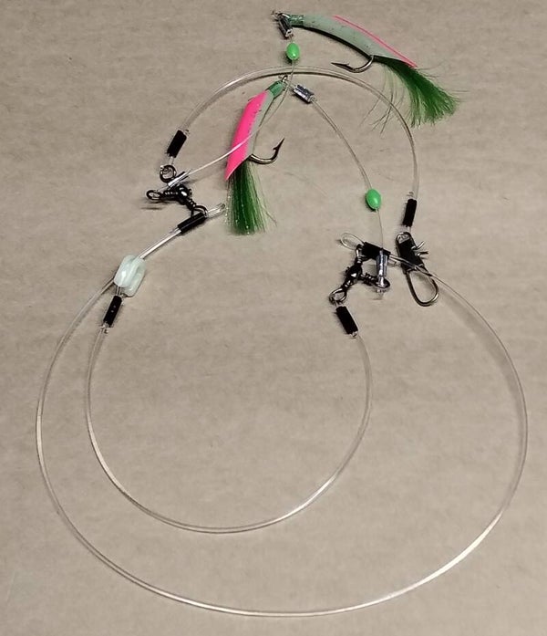 flasher rig 2 hook green with sinker clip