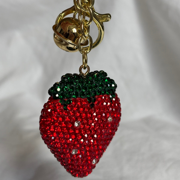 Porte clef fraise à strass