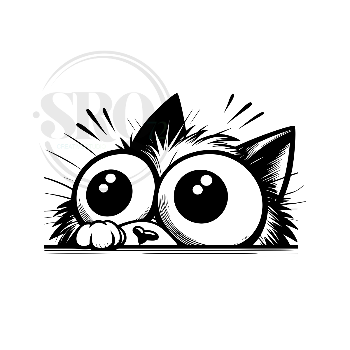 Crazy Eyes Peeking Cat