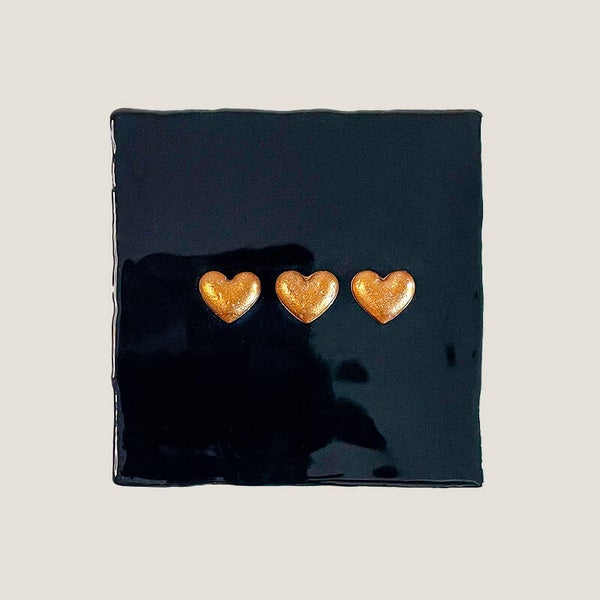 Tegeltje 3D - hartjes brons