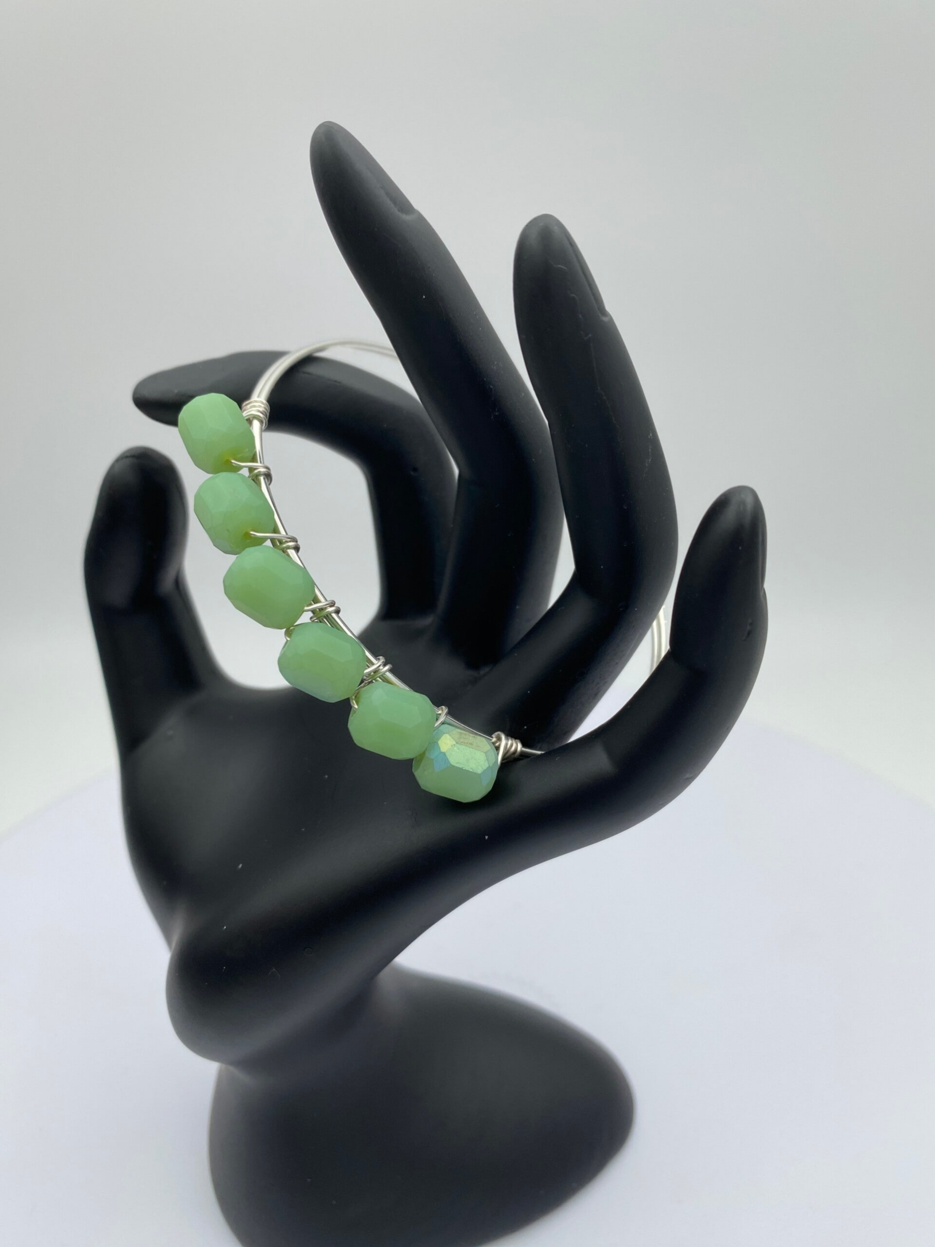 Green Bead Bangle Bracelet
