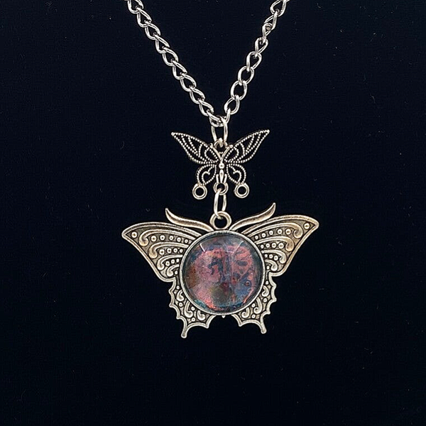 Acrylic Paint Skin Butterfly Necklace