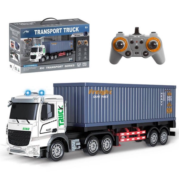 Bestuurbare RC Vrachtwagen met Oplegger en Container – 2.4 GHz – 9 Kanalen – 52 cm – LED Verlichting