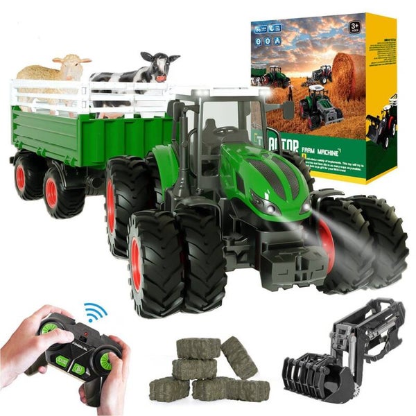 Afstandsbestuurbare Tractor met Aanhanger – RC Tractor 1:24 – Speelgoedtractor met Licht – 2,4 GHz – Vanaf 3 Jaar – Groen