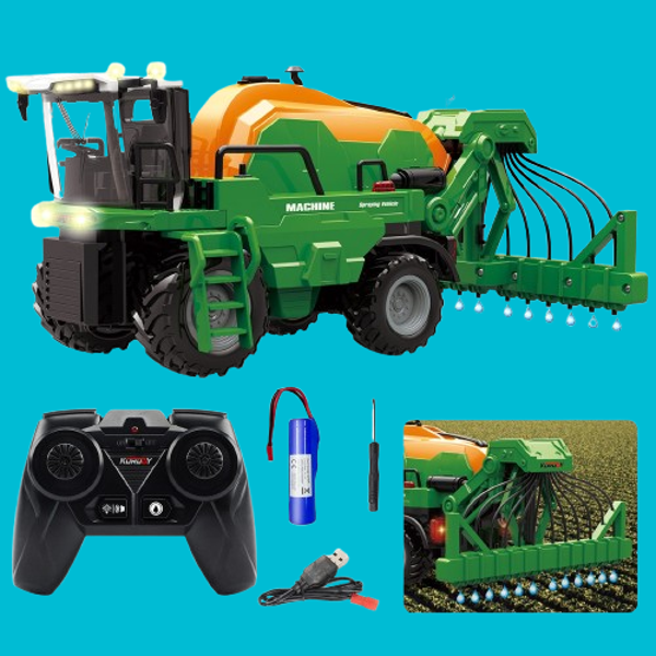 Korody RC-Tractor met vloeibare kunstmest-sproeier – Op afstand bestuurbare tractor met licht, geluid en waterfunctie – Speelgoedtractor vanaf 3 jaar