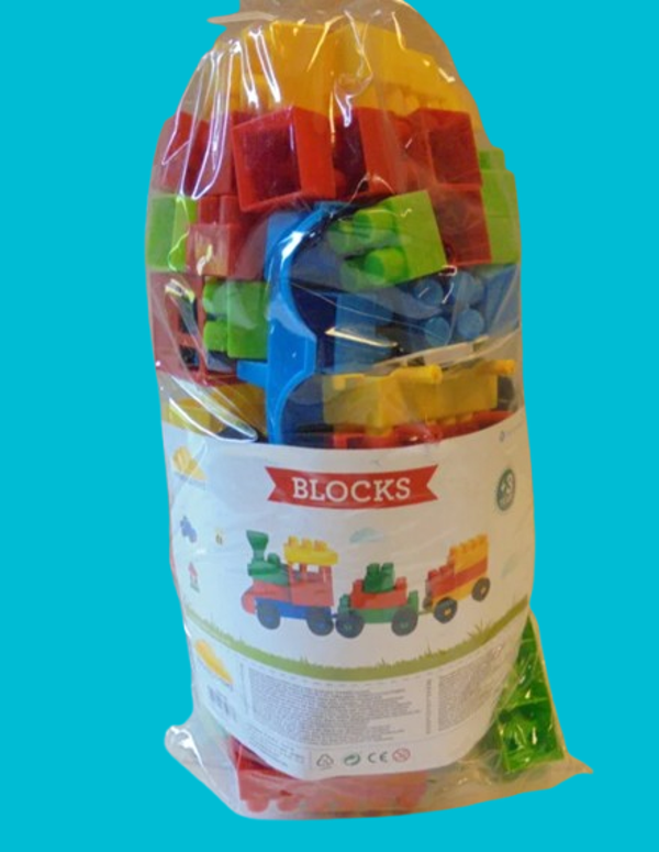 Blocks in zak 100 delig van Paradiso Toys