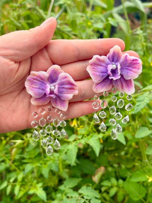 Boucle d'oreille orchidée