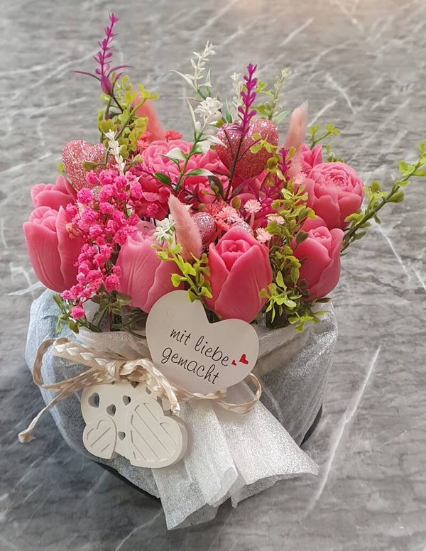 Wachs Blumenstrauß Pink