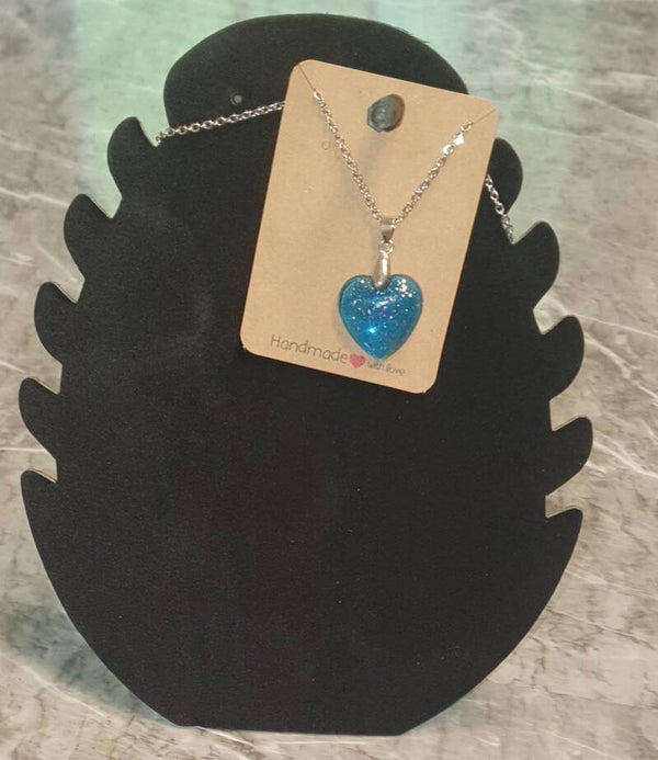 Kette Blau Glitzer Herz