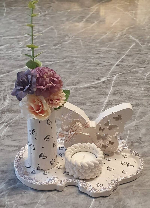 Deko Set mit Herzchen und Glitzer