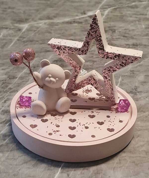 Bärchen Dekoration mit Nachtlicht Rosa