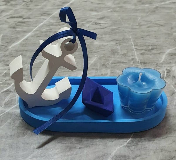 Deko Maritim Blau/Weiß