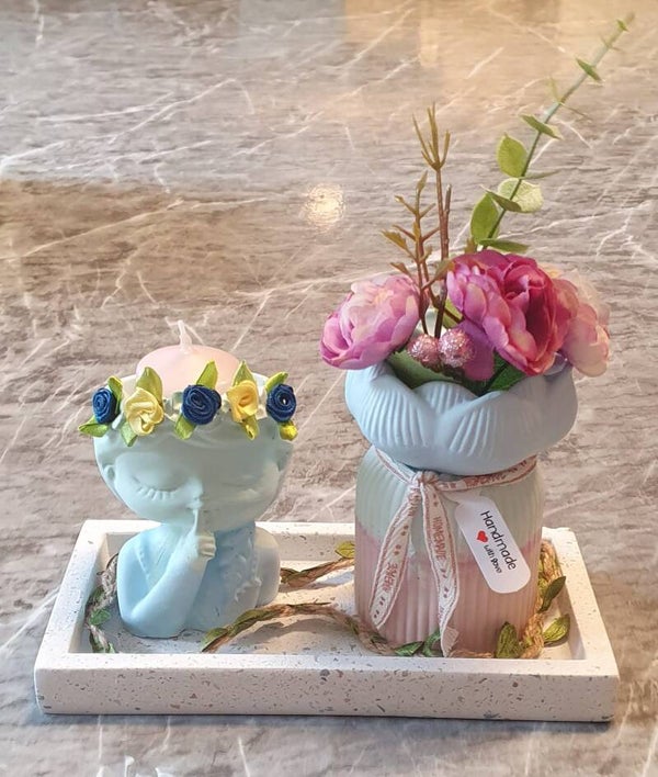 Deko Blumenmädchen Bunter Farbverlauf