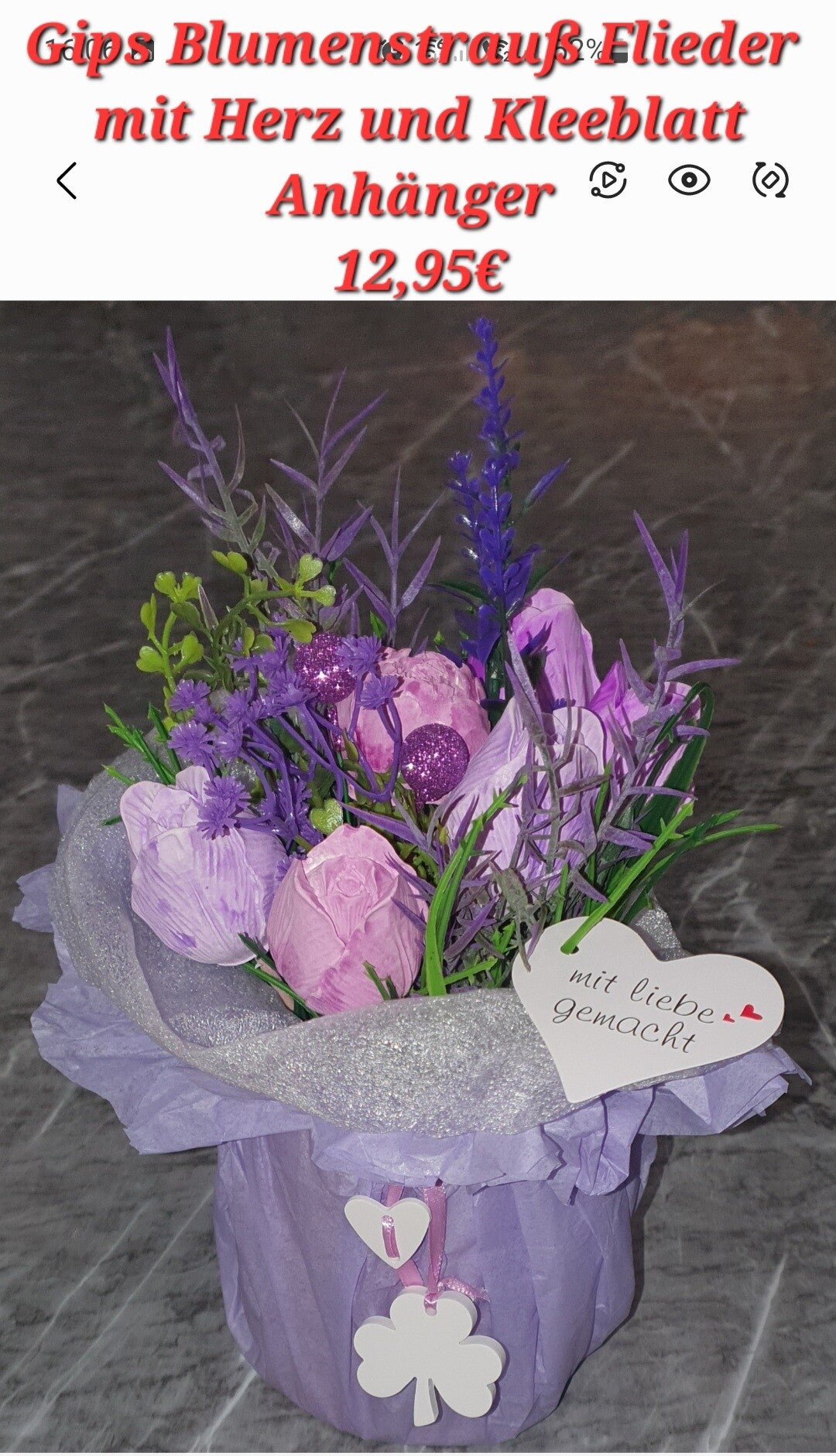 Gips Blumenstrauß Flieder 