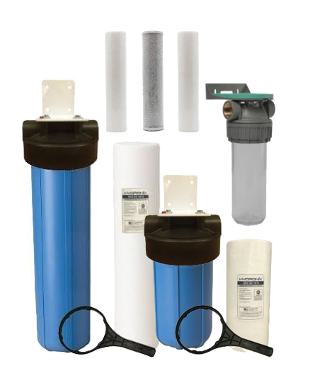 Verschillende waterfilterkaarsen voor het filteren van sediment en fijne vuildeeltjes uit water.