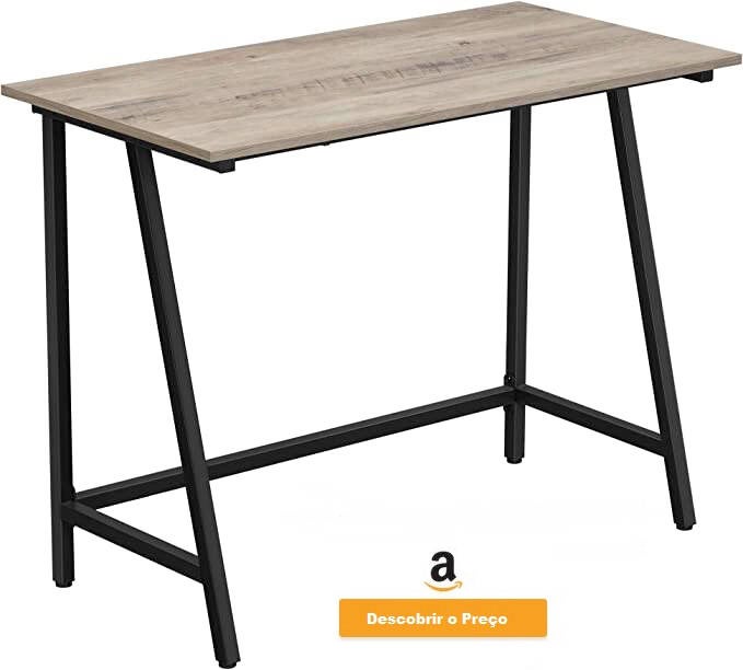 VASAGLE Mesa de estilo industrial, mesa de computador com moldura de aço e placa rústica, para escritório, estúdio, estável, montagem simples, 100 x 50 x 75 cm, cinzento e preto LWD040B02