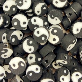 Ying yang polymeer kralen zwart wit