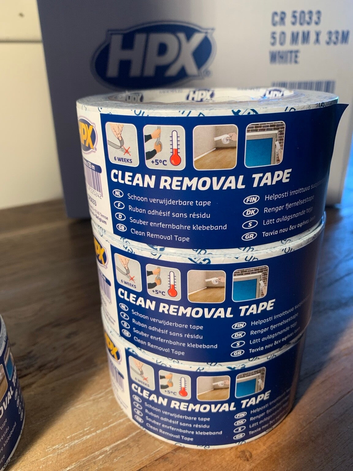HPX Clean Removal Tape CR5033 wit – 50 mm × 33 m
