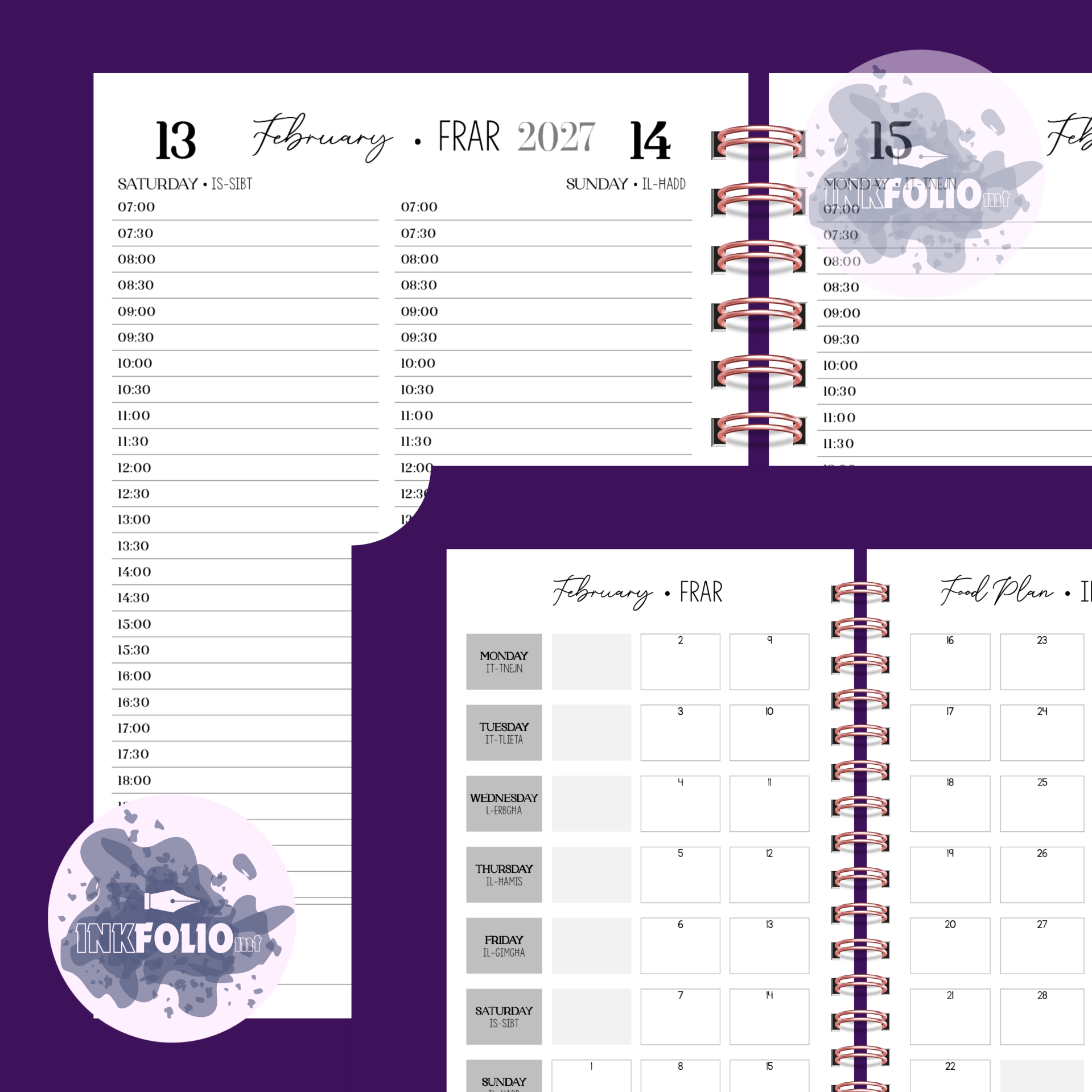 Daily Planner Time inc. Meal Plan & Shopping List |  26-27 Planner