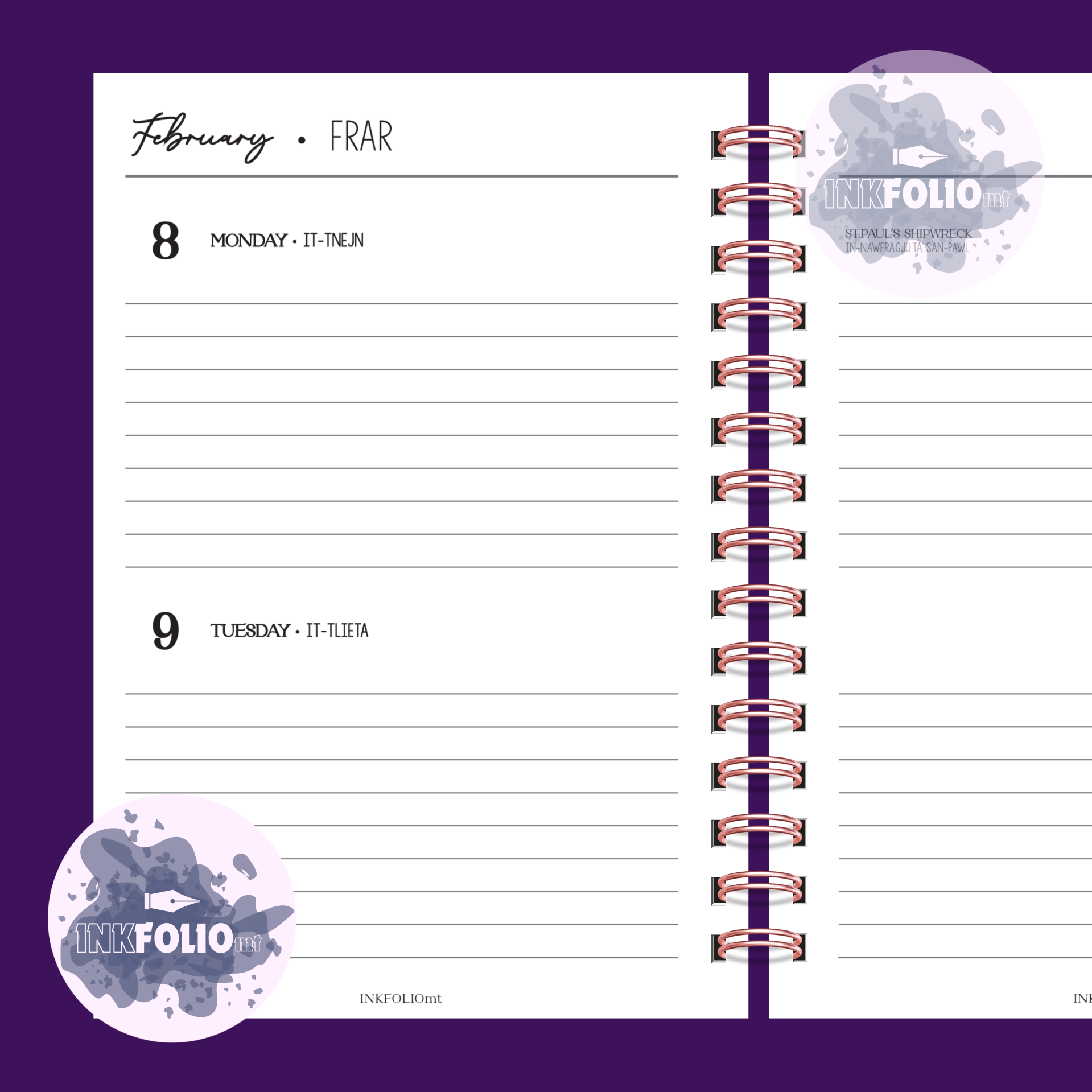 Two days per page inc. Meal Plan & Shopping List  |  2027 Planner