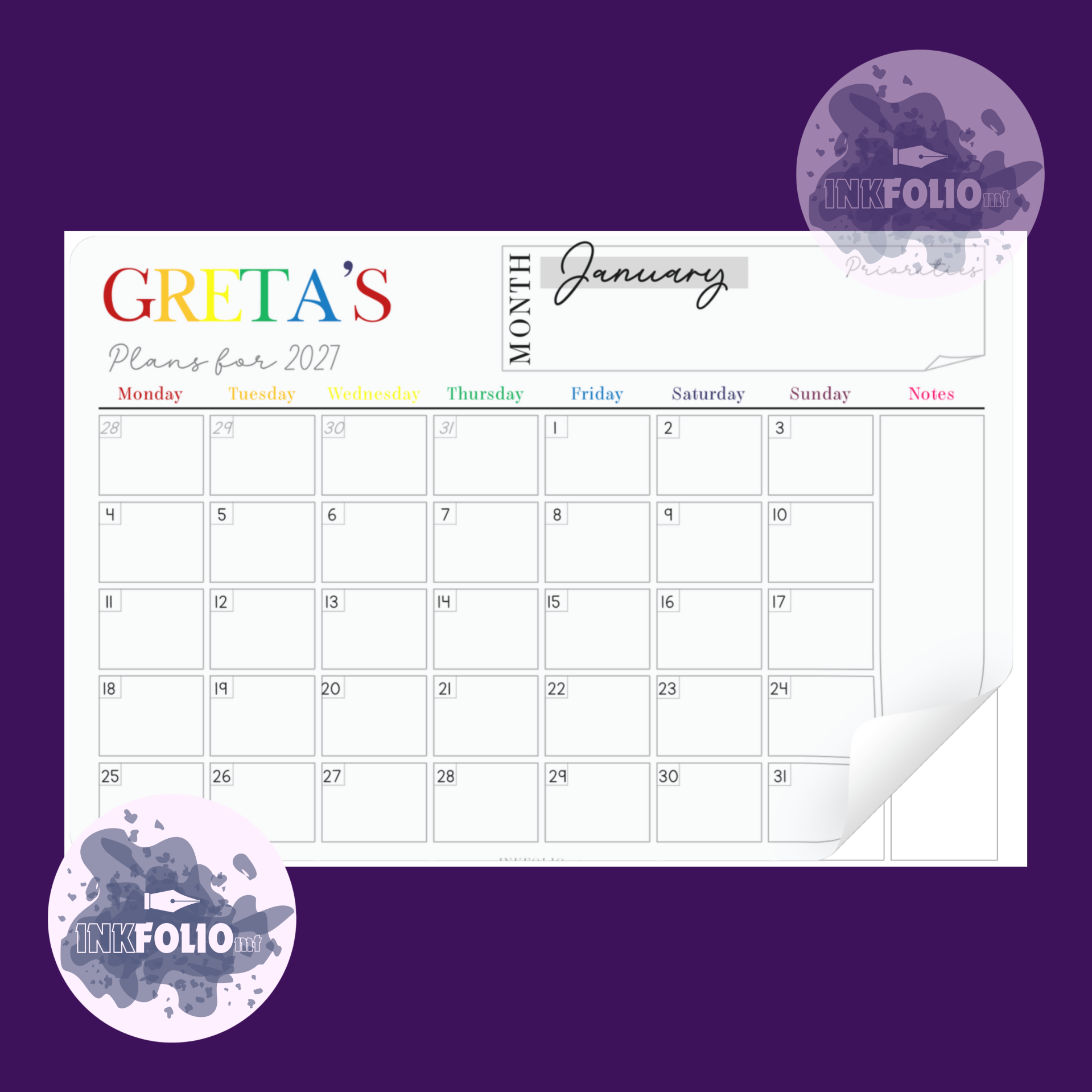 Desk Planner - 2027