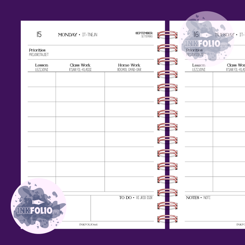 PRE-ORDER Daily Table 8 Slots |  Edu Planner 26-27