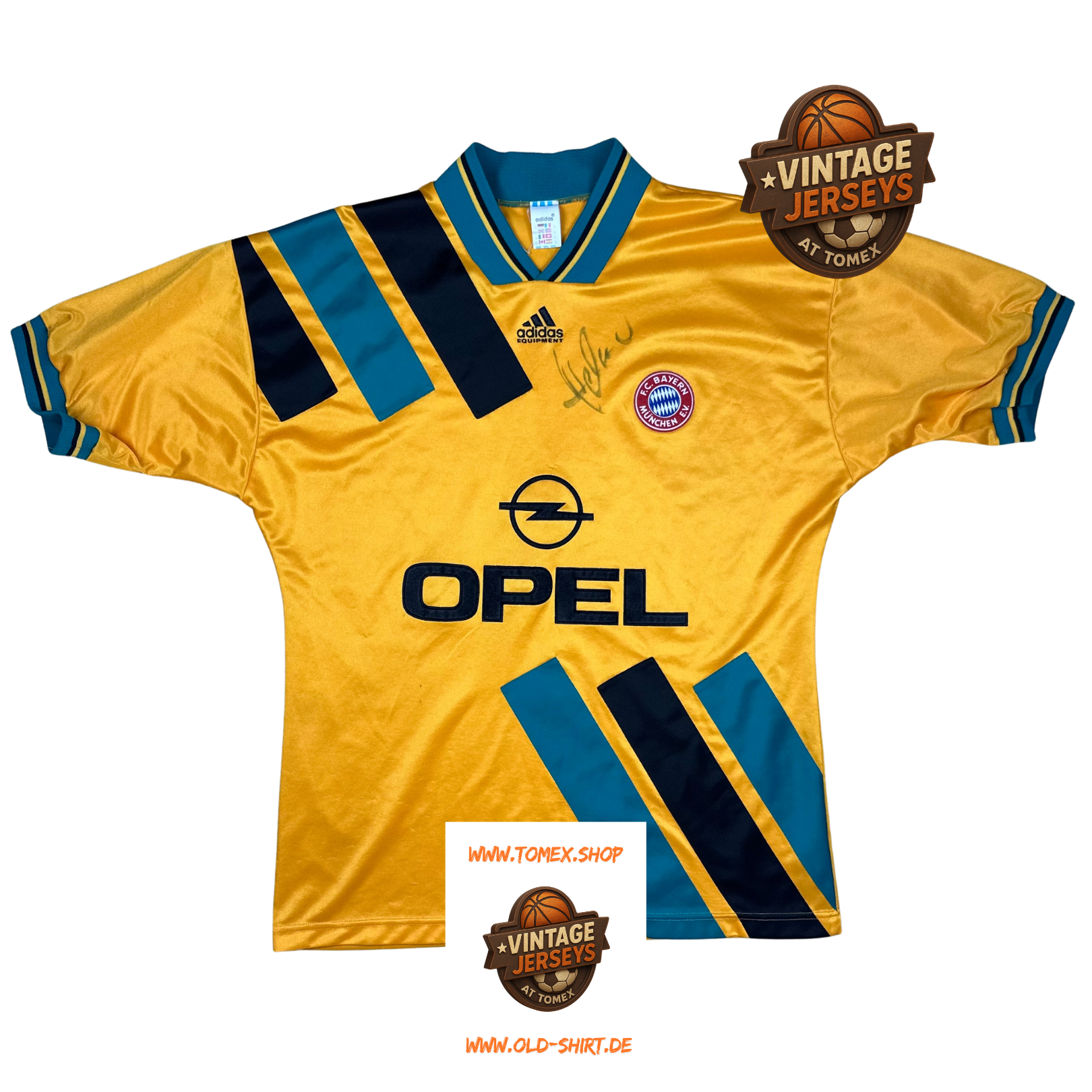 Adidas FC Bayern München Auswärtstrikot 1993–1996 –L | Autogramm