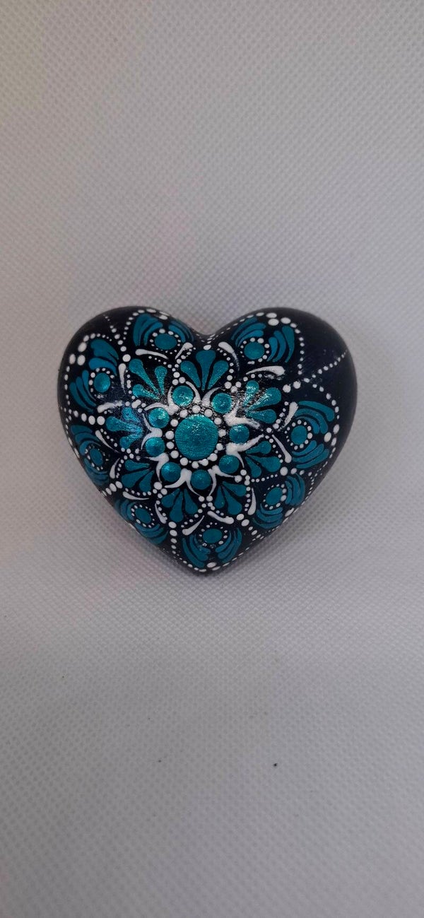 Hart groot blauw zilver CHPH003