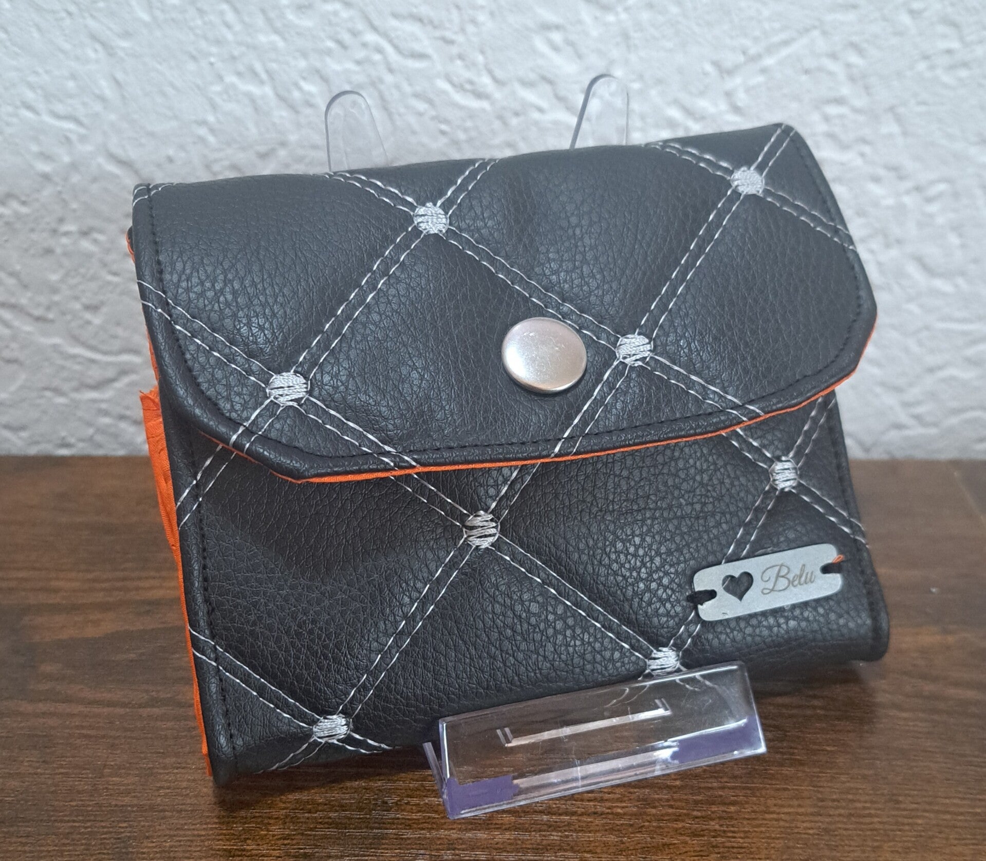 Handmade Einzelstück Geldbörse Raute Orange