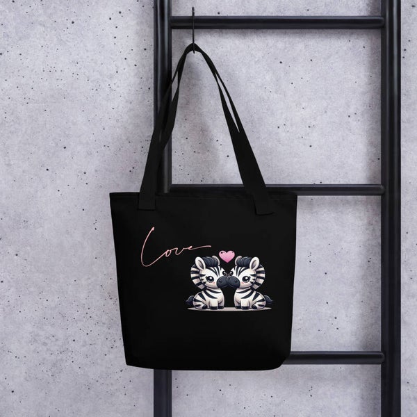 Love Schwarze Tasche "Verliebte Zebras"