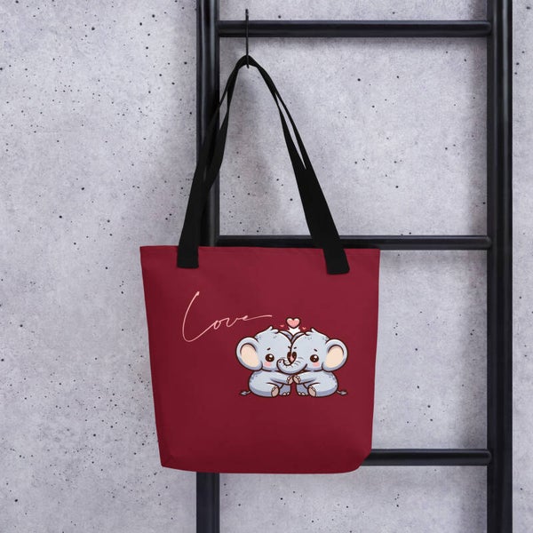 Love Rote Tasche "Verliebte Elefanten"