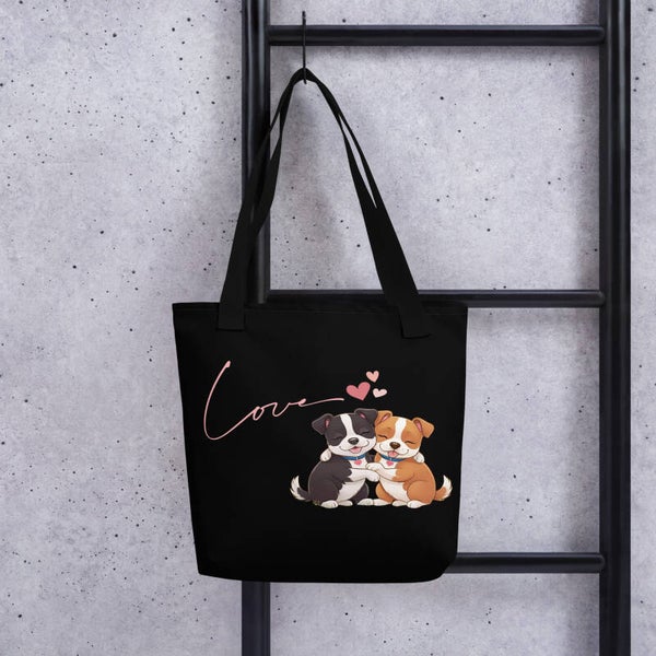 Love Schwarze Tasche "Verliebte Hunde"