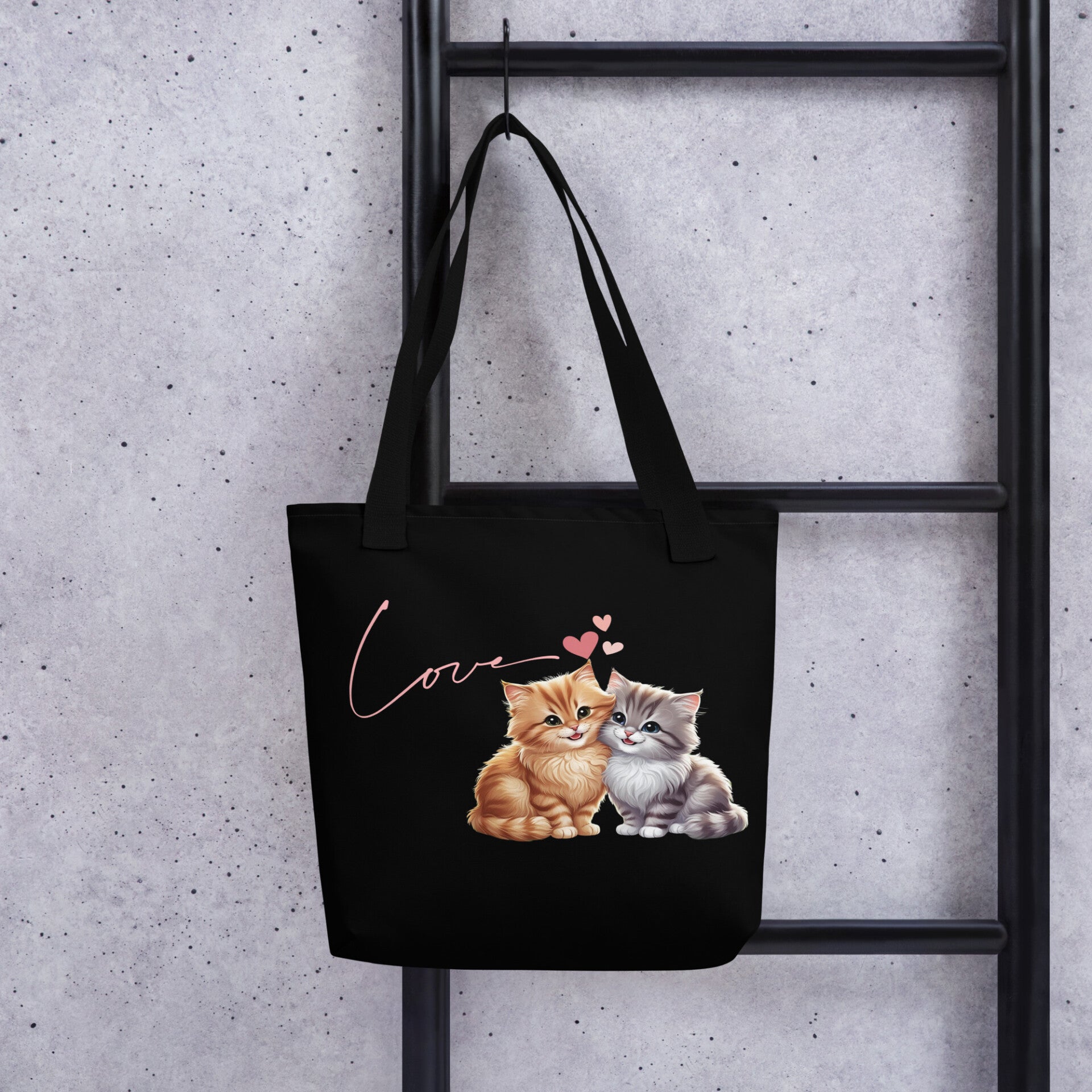 Love Schwarze Tasche "Verliebte Katzen"